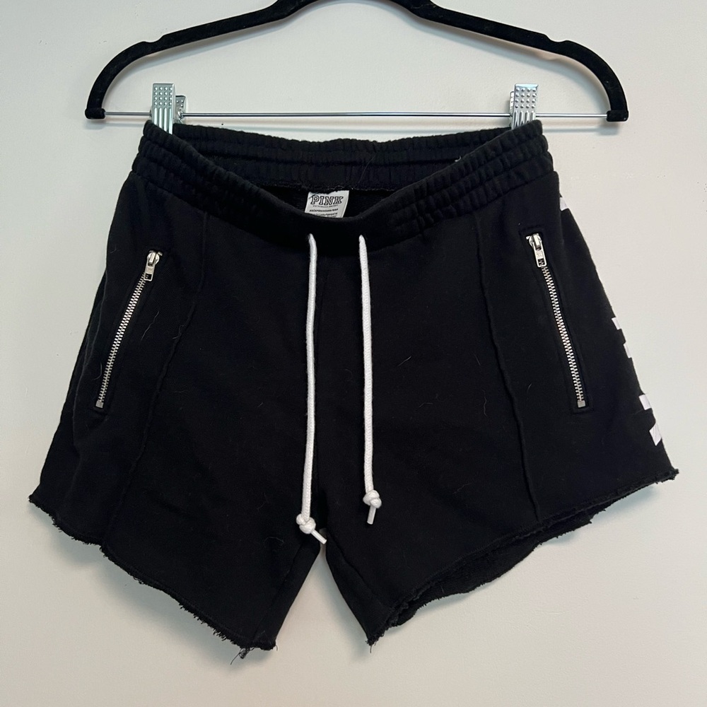 PINK by Victoria Secret Black Women's Comfy Shorts with Zipper Pockets